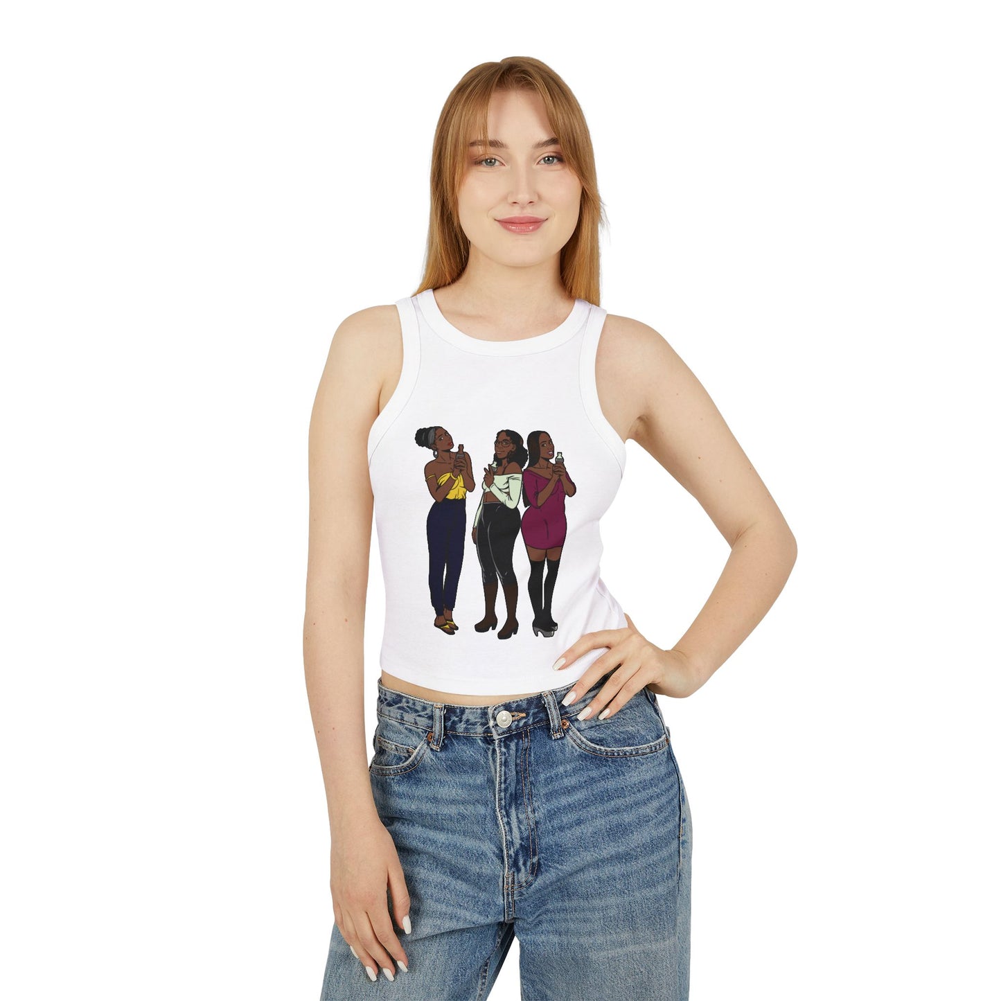 Bestfriends Women's Micro Rib Racer Tank Top